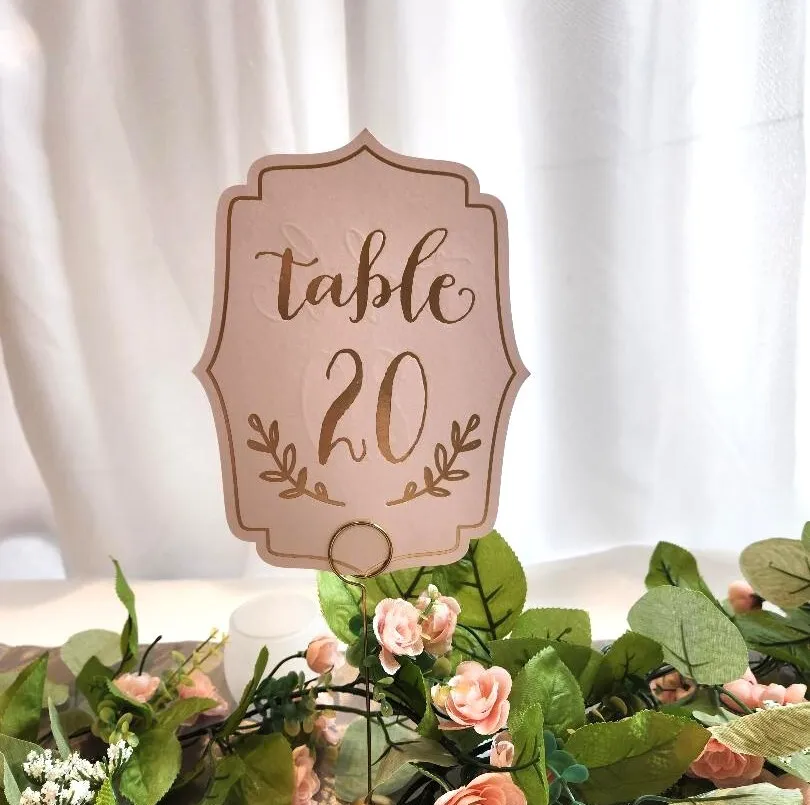 Table Numbers 1 to 20 Light Pink & Gold