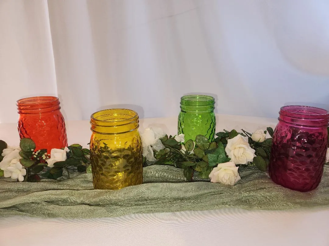 Multicolored Vases Pink Yellow Orange Green  (QTY 15)