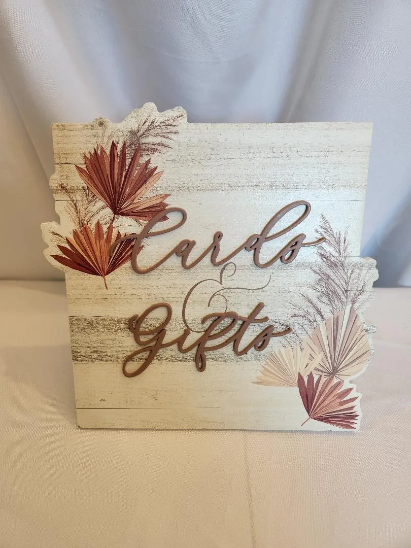 Cards & Gifts Sign Tan Leaves