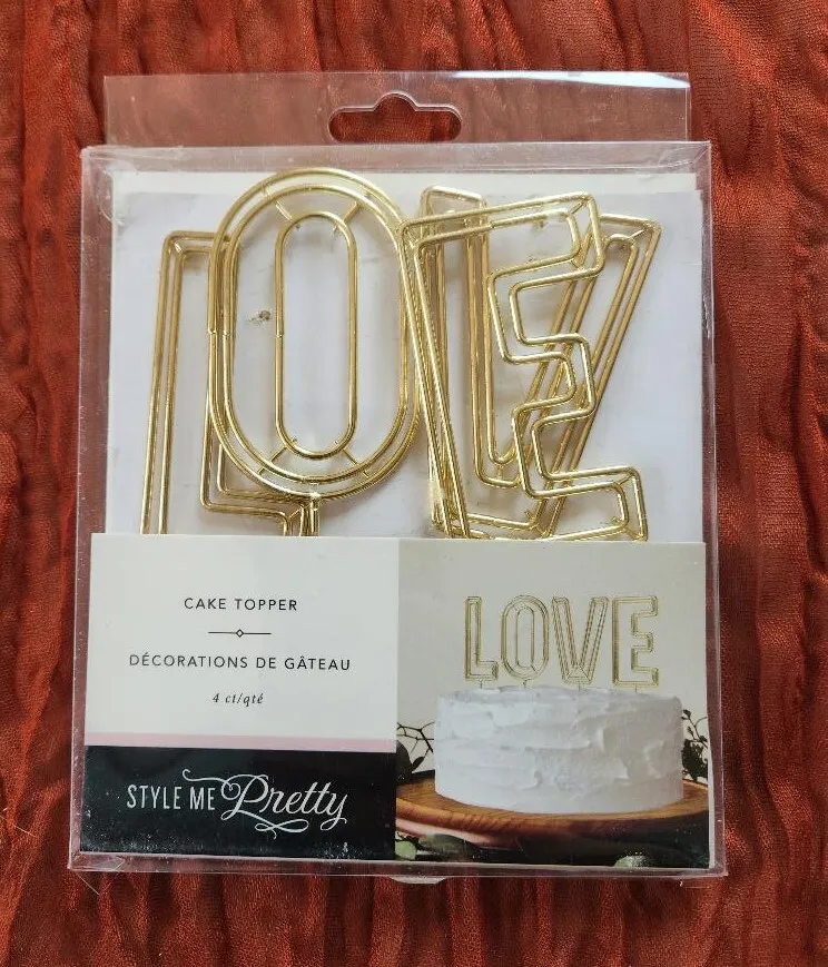 Gold Metal Cake Topper LOVE