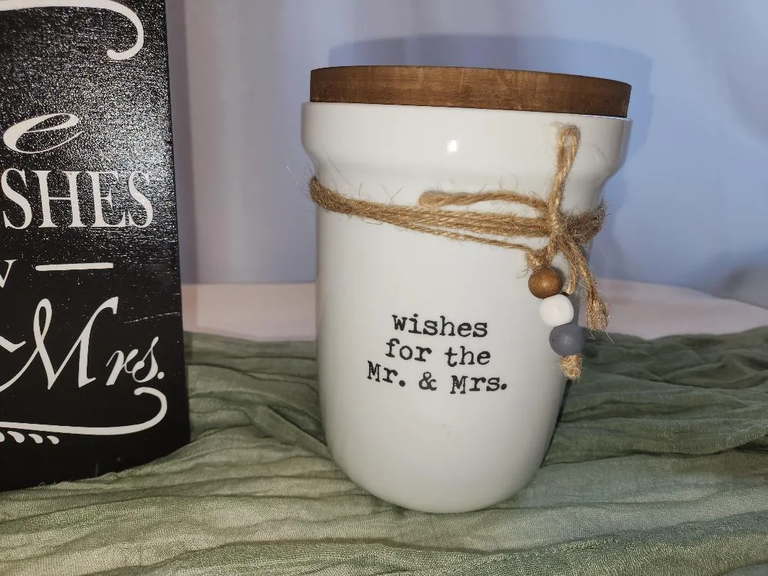 Wishes for the Mr & Mrs Ceramic Jar Guest Book Alternative