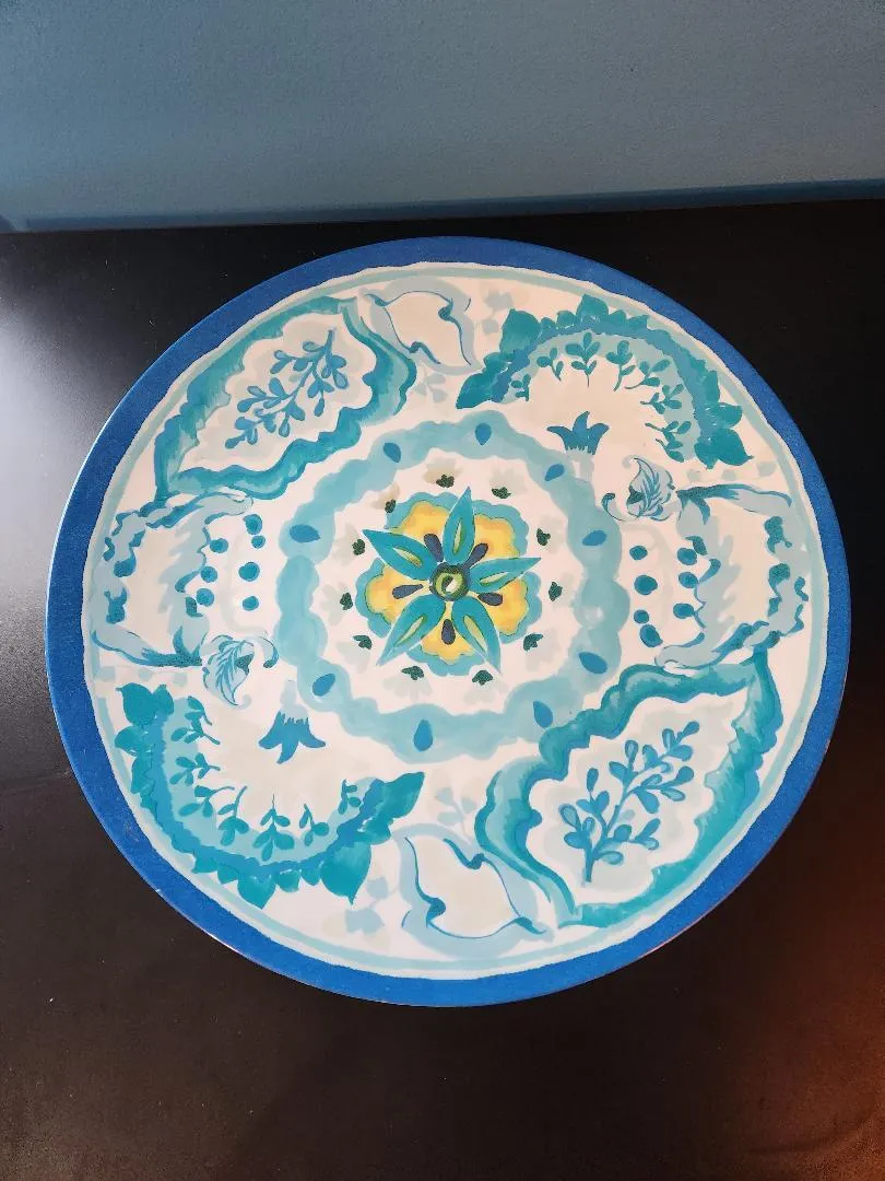 Blue Patterned Serving Platter 19 in Diameter #1