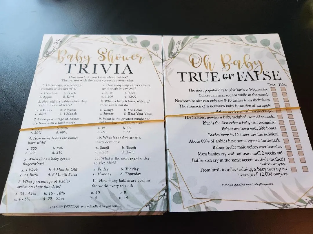 Oh Baby Shower Games Double Sided 4 Games FOR SALE ONLY