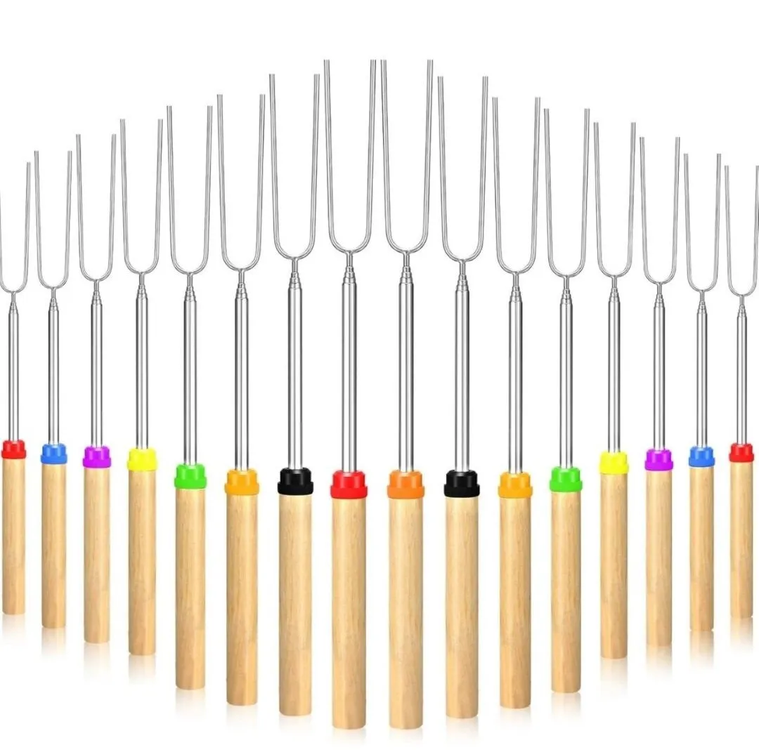 S'mores Marshmallow Set of 10  Extendable Sticks Forks         QTY 7 SETS OF 10