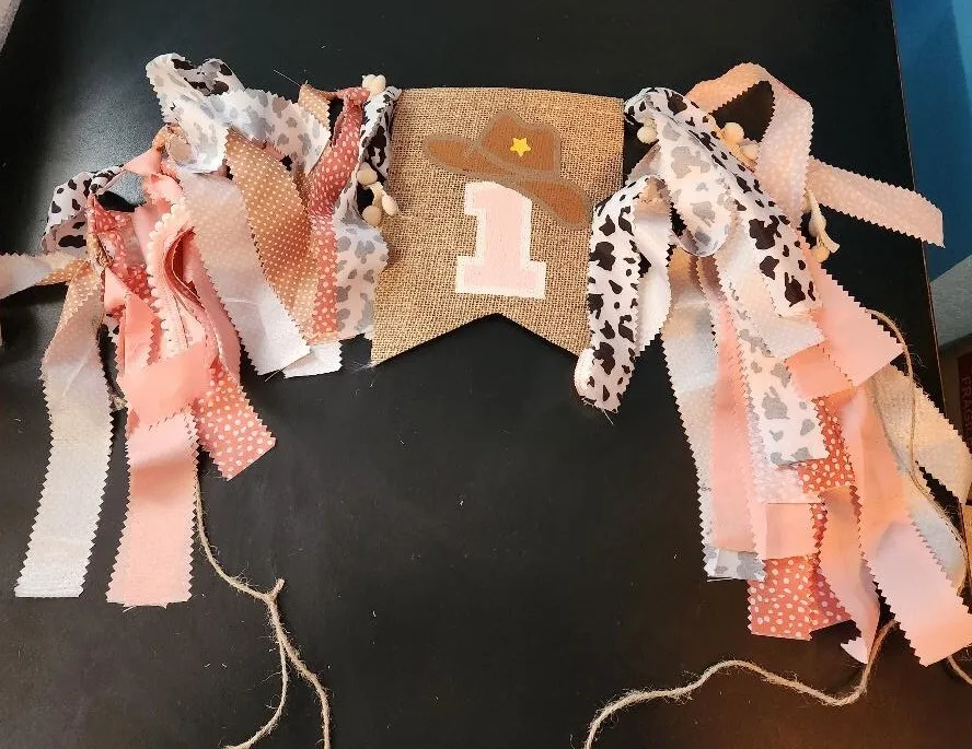 1st Birthday Cowgirl Highchair Banner