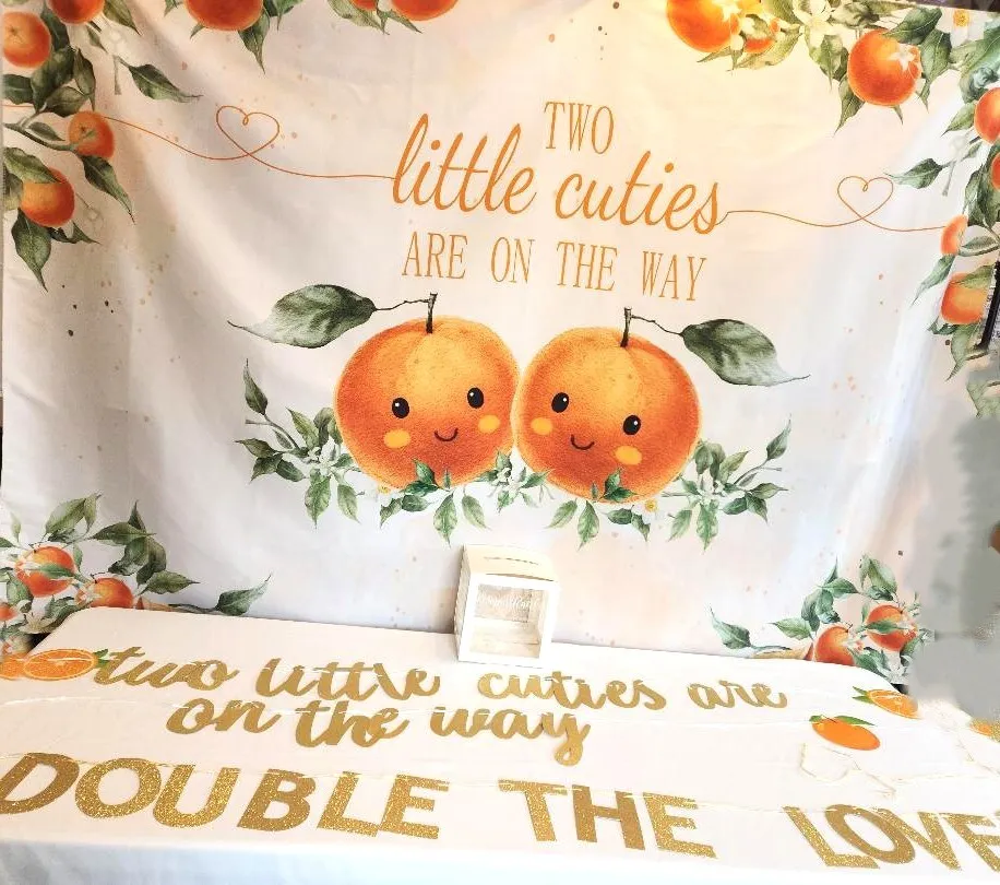 Two Little Cuties Are On The Way Twins Orange Baby Shower Package