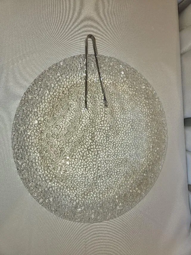 Glass Pebbled Serving Tray Platter 12.5 in     (QTY 2)