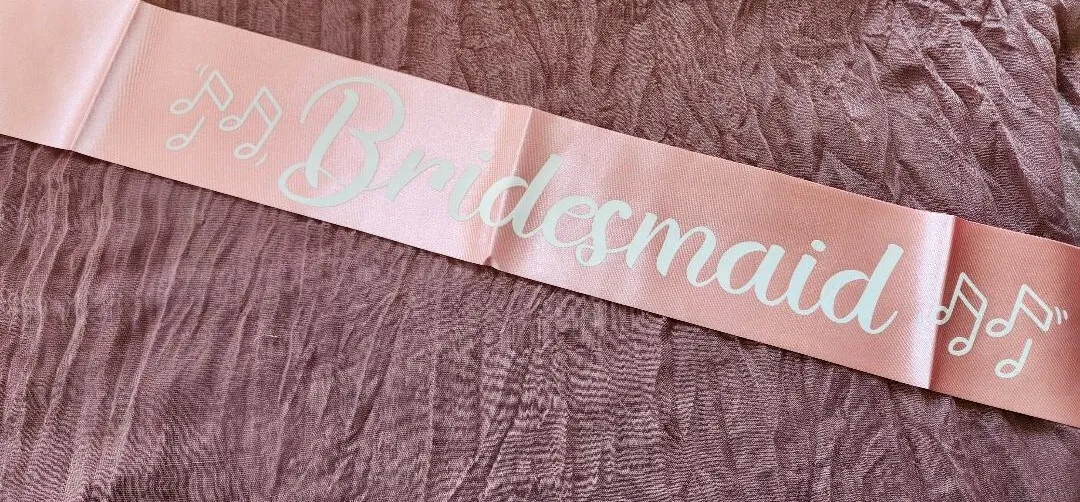 Bridesmaid Sash Pink With Music Notes