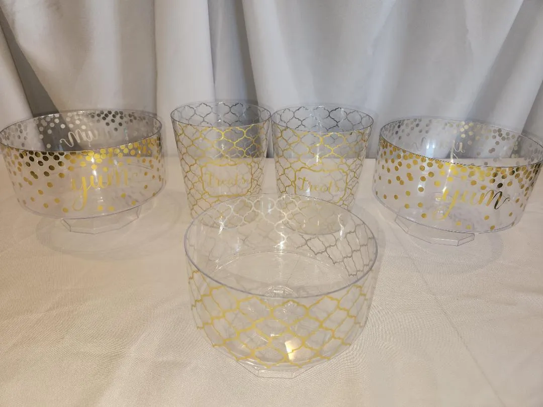 Candy Bar Dishes Gold Designs Plastic 5 Piece SET