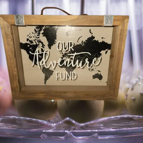 Our Adventure Fund Gift Table Wood Suitcase Box