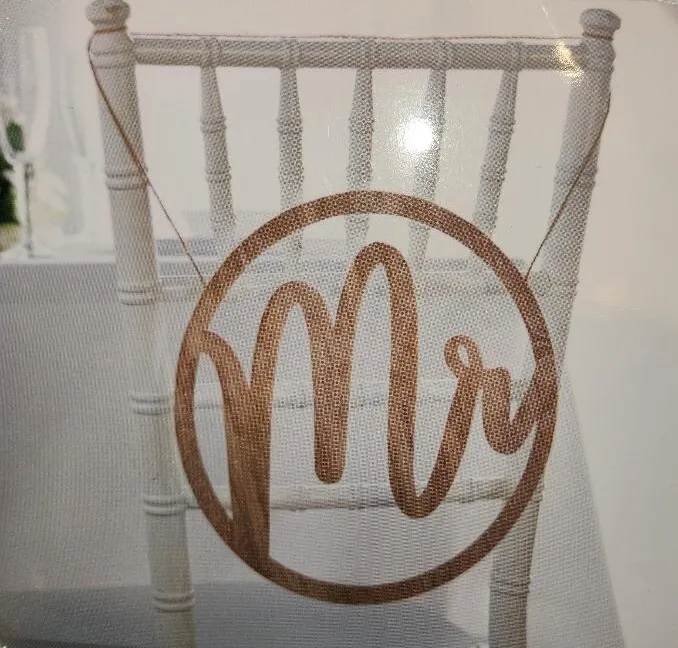 Mr & Mr Wooden Chair Signs   (QTY 1 SET)