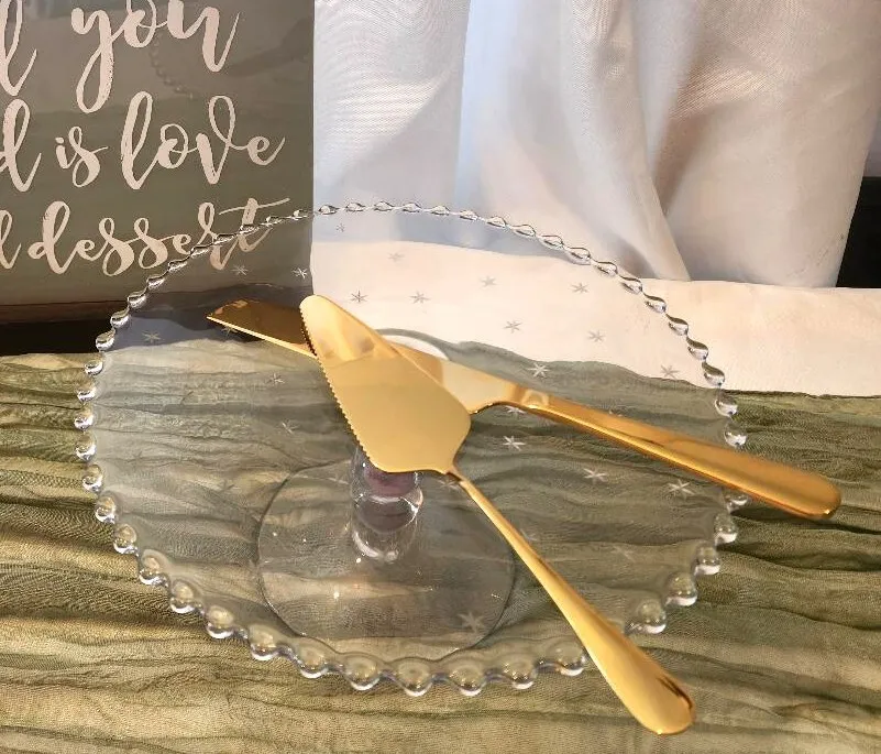 Cake Serving Set Golden Knife and Server