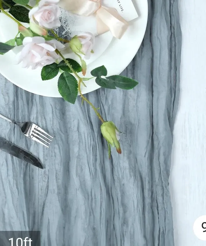 Dusty Blue Table Runners Gauze Cheesecloth 10 ft Long  (QTY 5)