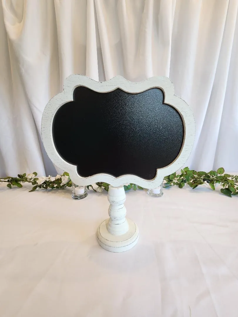 Antiqued White Chalkboard Sign Stand