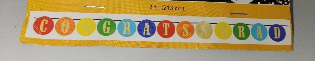 Congrats Grad Multicolored 7ft Long Banner (no year)