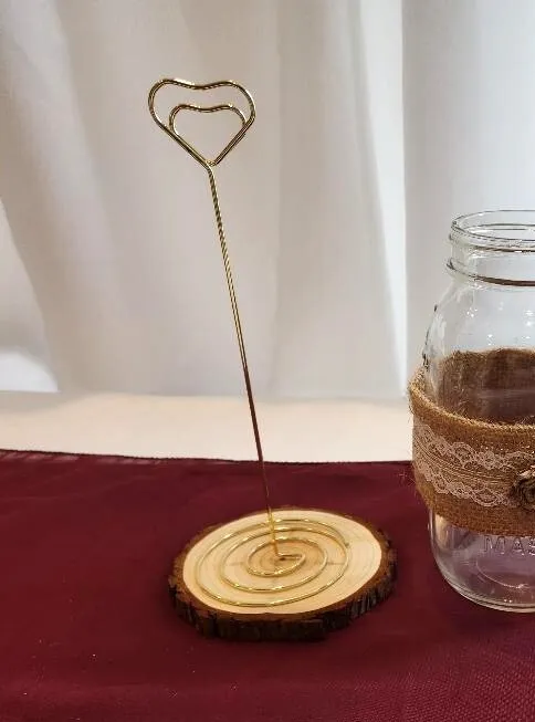 Gold Heart Topped Tall Menu Sign Photo Holders   (QTY 16)