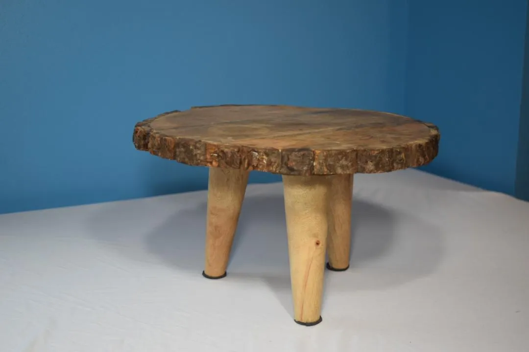 Wooden Cake Stand on 3 Legs 12 In Diameter