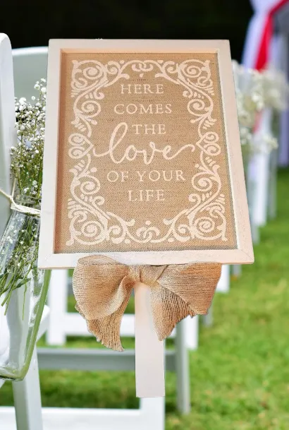 Here Comes The Love Of Your Life Wooden Sign Ceremony