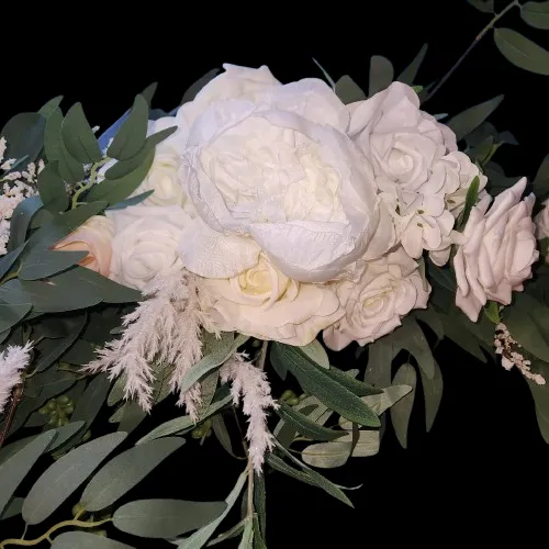 White & Light Pink (few)  Faux Flower Garland Arch or Head Table 9 ft Long