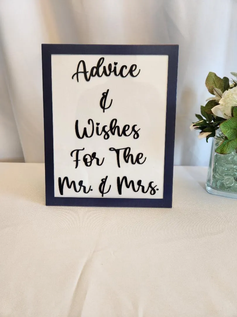 Advice & Wishes for the Mr & Mrs Black Frame Sign