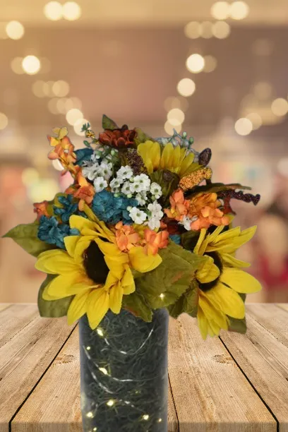 Sunflower Tall Glass Fairy Light Centerpiece  (QTY 20)