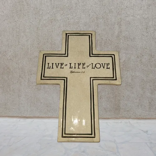 Live A Life Of Love Ceramic Cross Decoration