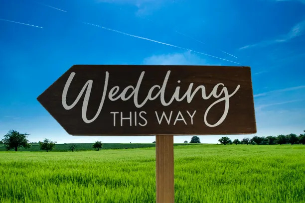 Wedding This Way Arrow Wooden Yard Sign