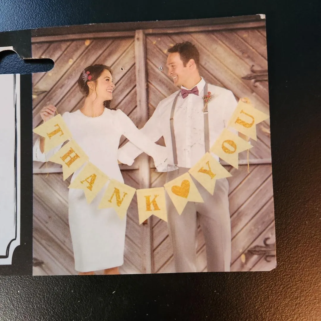 Thank You Banner Gold Fabric & Cording