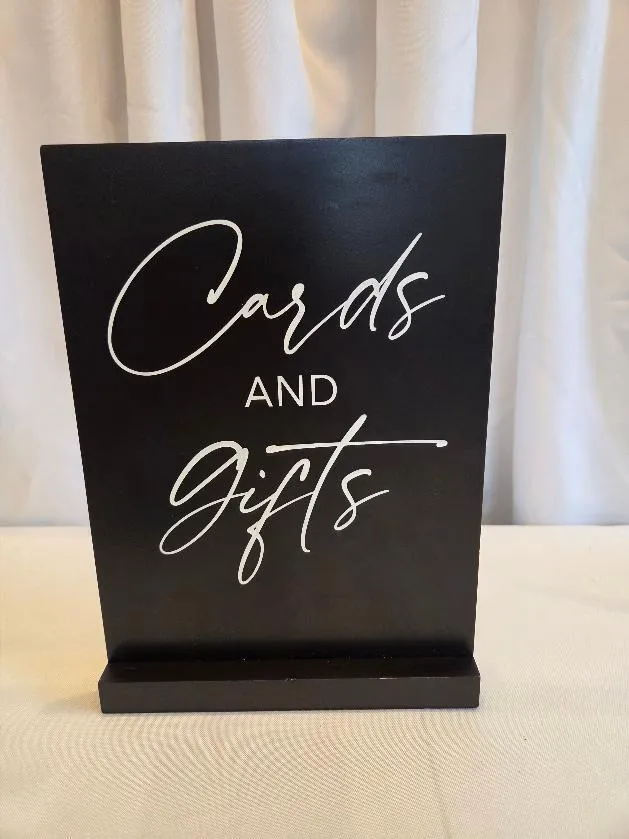 Cards and Gifts Black Wooden Sign 