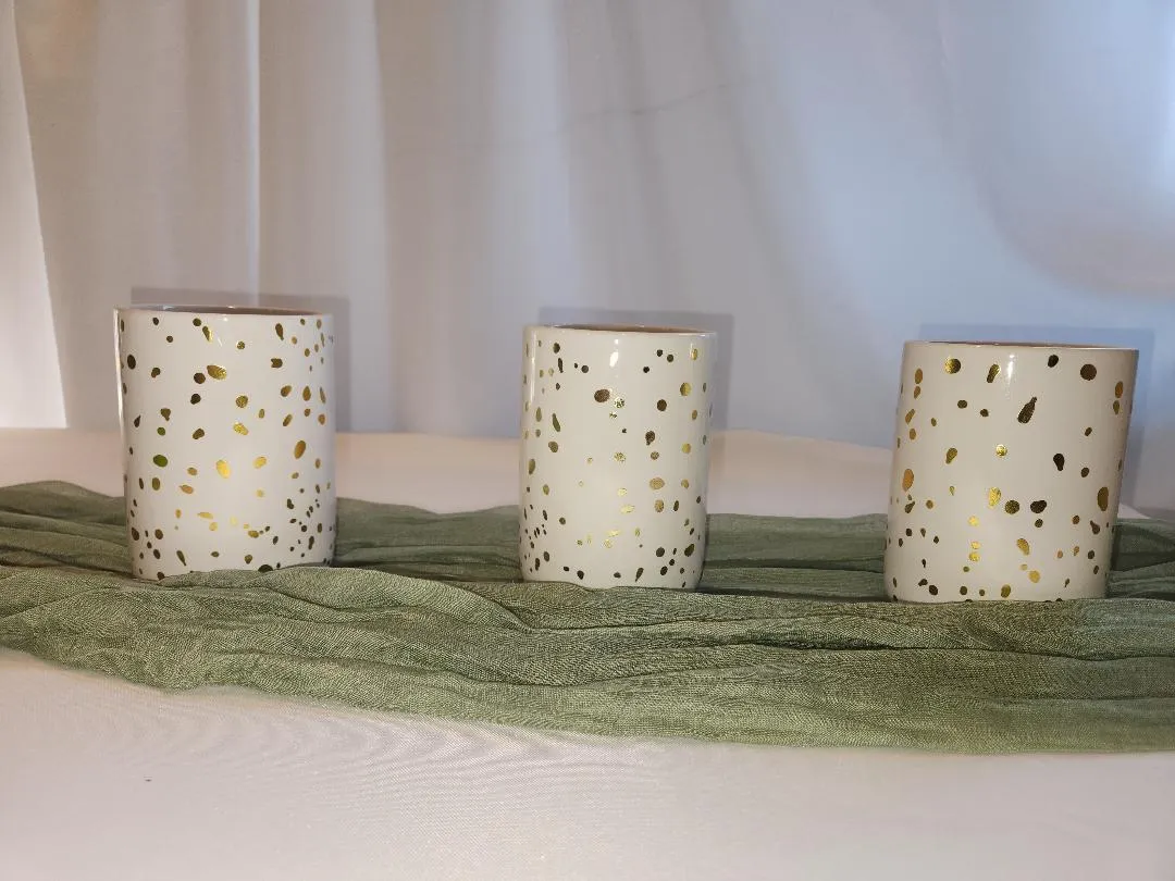 White with Gold Specks Vases Ceramic   (QTY 3)