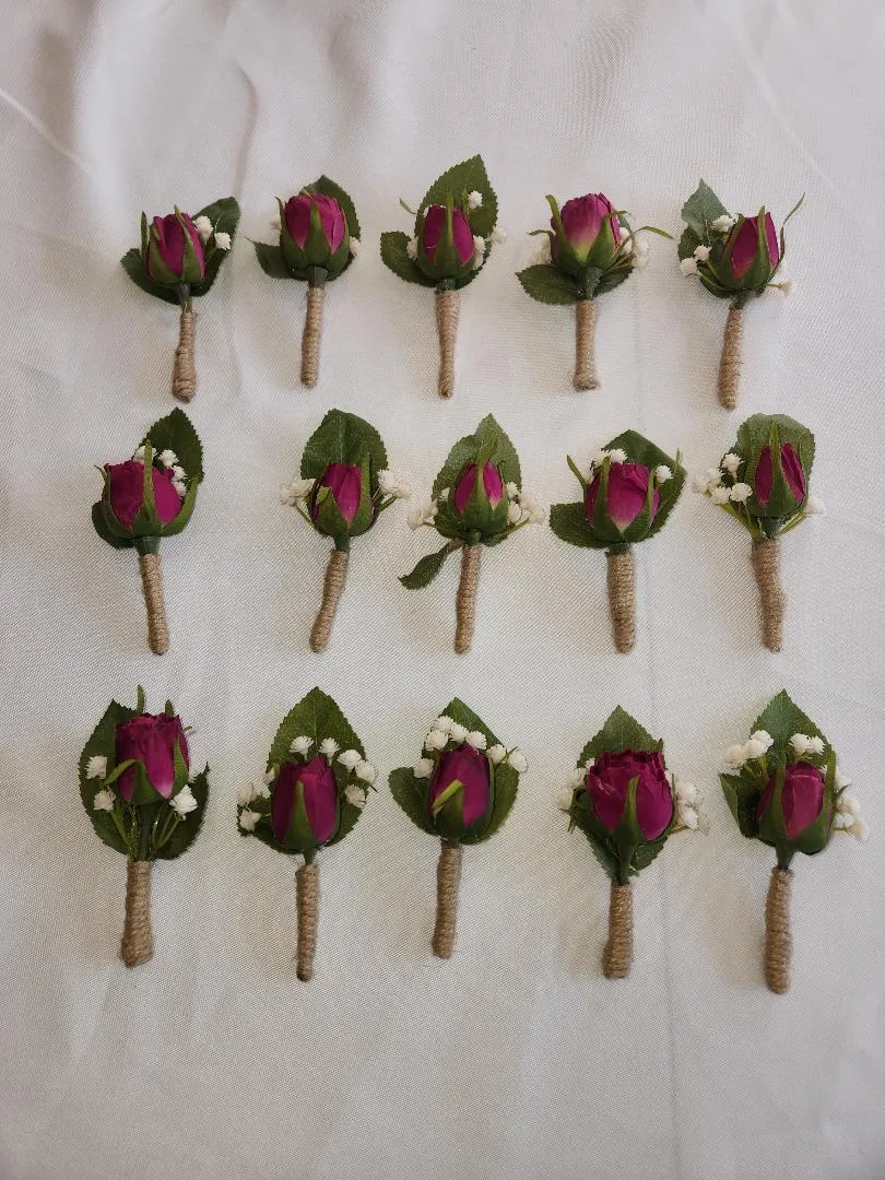 Purple & Twine Wrapped Boutonnieres  (QTY 15)