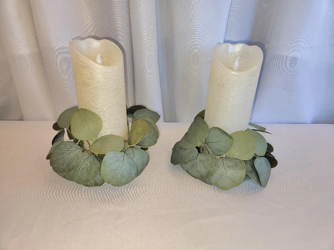 Eucalyptus (faux) Pillar Candle Rings   (QTY 12)