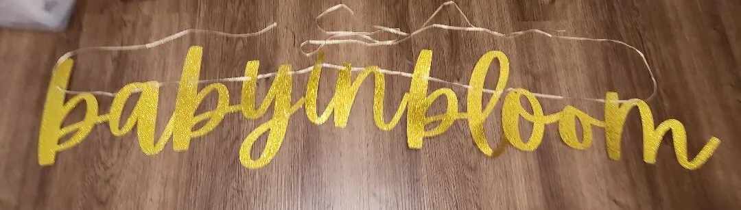 Baby in Bloom Gold Sparkly Banner