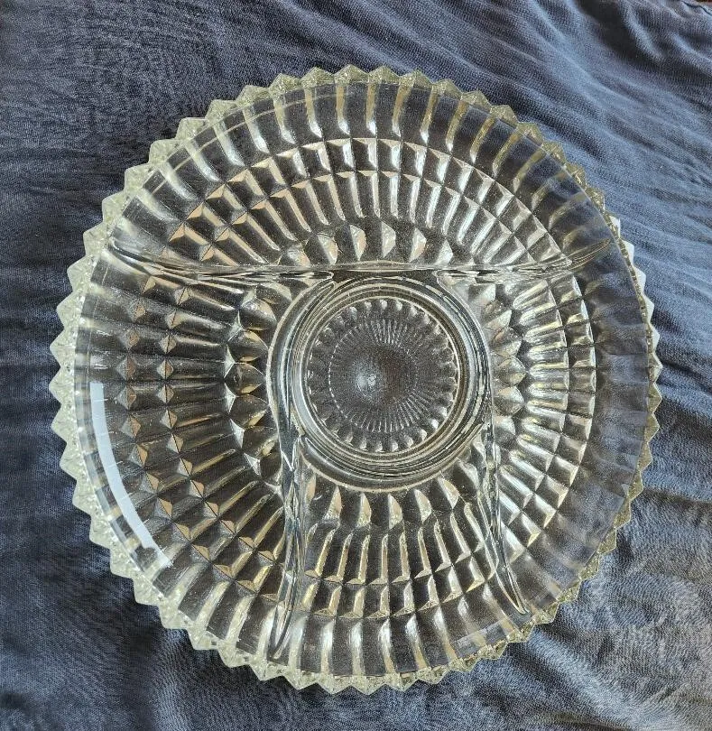 Cut Glass Segmented Sections & Dip Center Plate Server