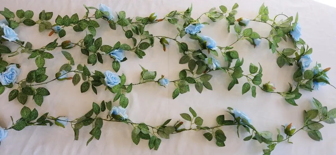 Blue Roses and Vines Garland Arch Decorations (QTY 4)  Set J