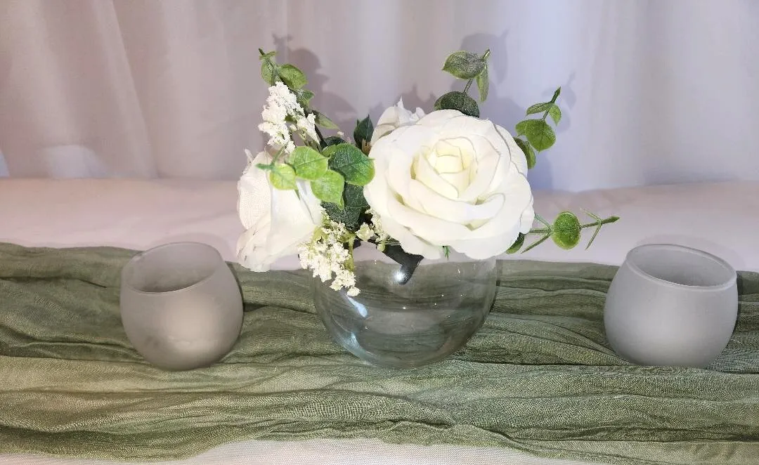 Clear Glass Round Rose Bowl Votive OR Vase # C   (QTY 11)