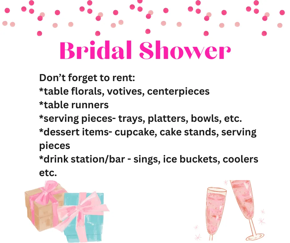 bridal shower dont forget to rent
