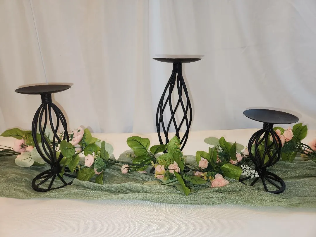 Black Metal Twist Candle Holders Set of 3