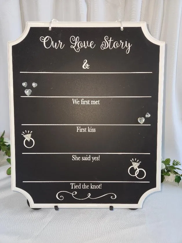 Our Love Story Wooden Chalkboard Sign Customize