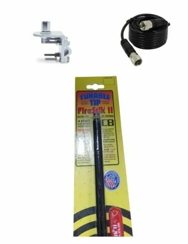 FIRESTIK - KW4-SMK 4 FOOT 400 WATT ORIGINAL SERIES TRIM-TO-TUNE FIBERGLASS SINGLE MIRROR MOUNT CB ANTENNA KIT IN RED