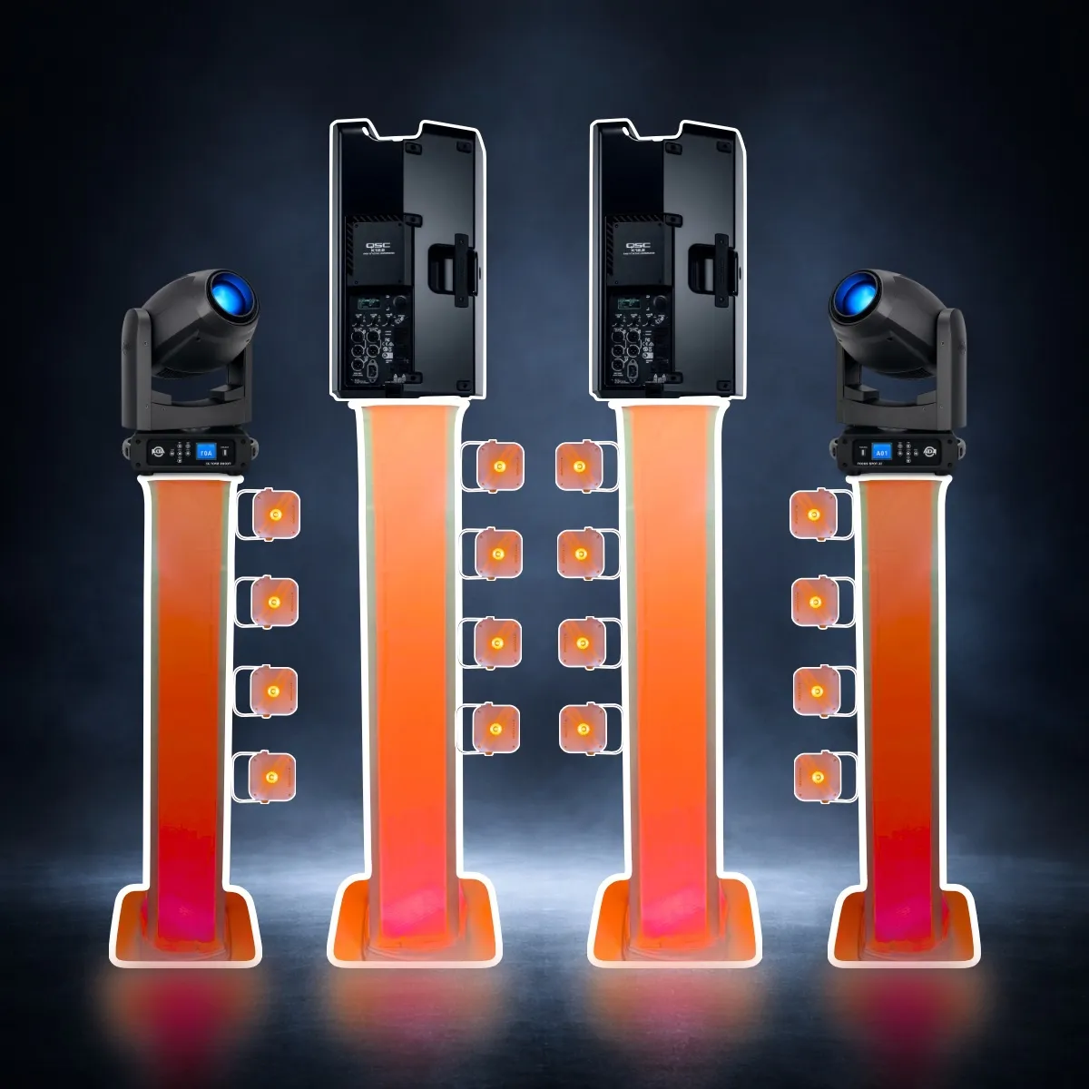 DMX Light Kit With 2 Moving Heads and 16 LED Pars