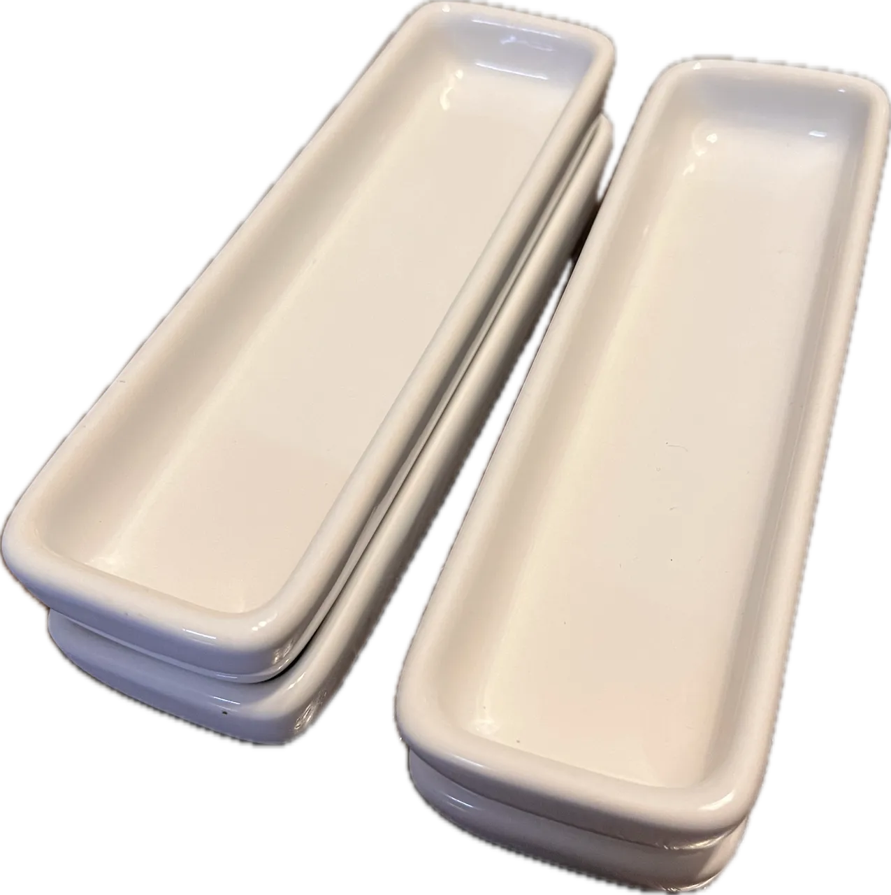 Rectangle White Ceramic Appetizer Platter 7" set of  4
