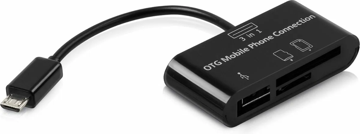 card reader Maxxter 3-in-1 micro-USB OTG adapter met USB A aansluiting