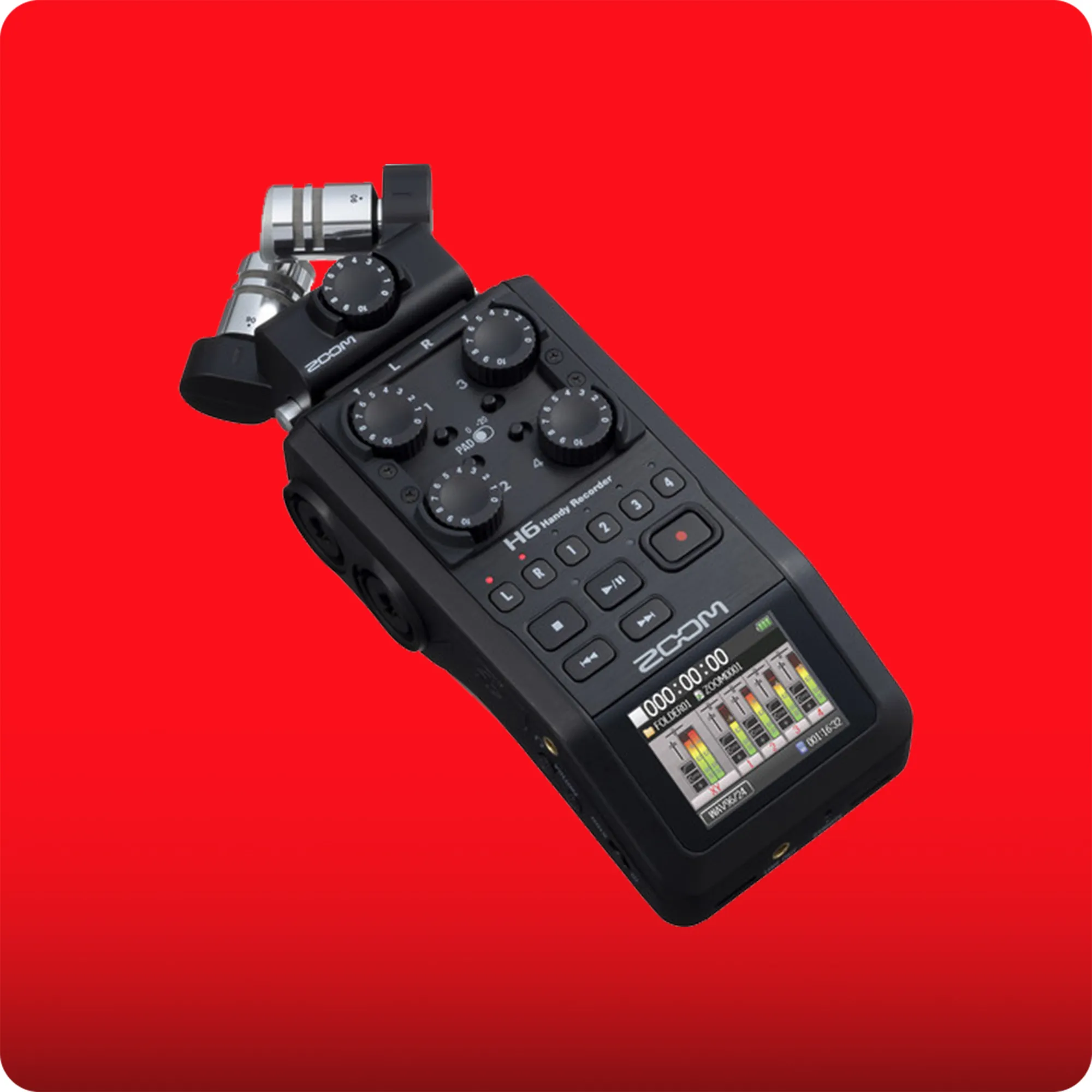 ZOOM H6 All Black 6-Input / 6-Track Portable Handy Recorder with Single Mic Capsule (Black)
