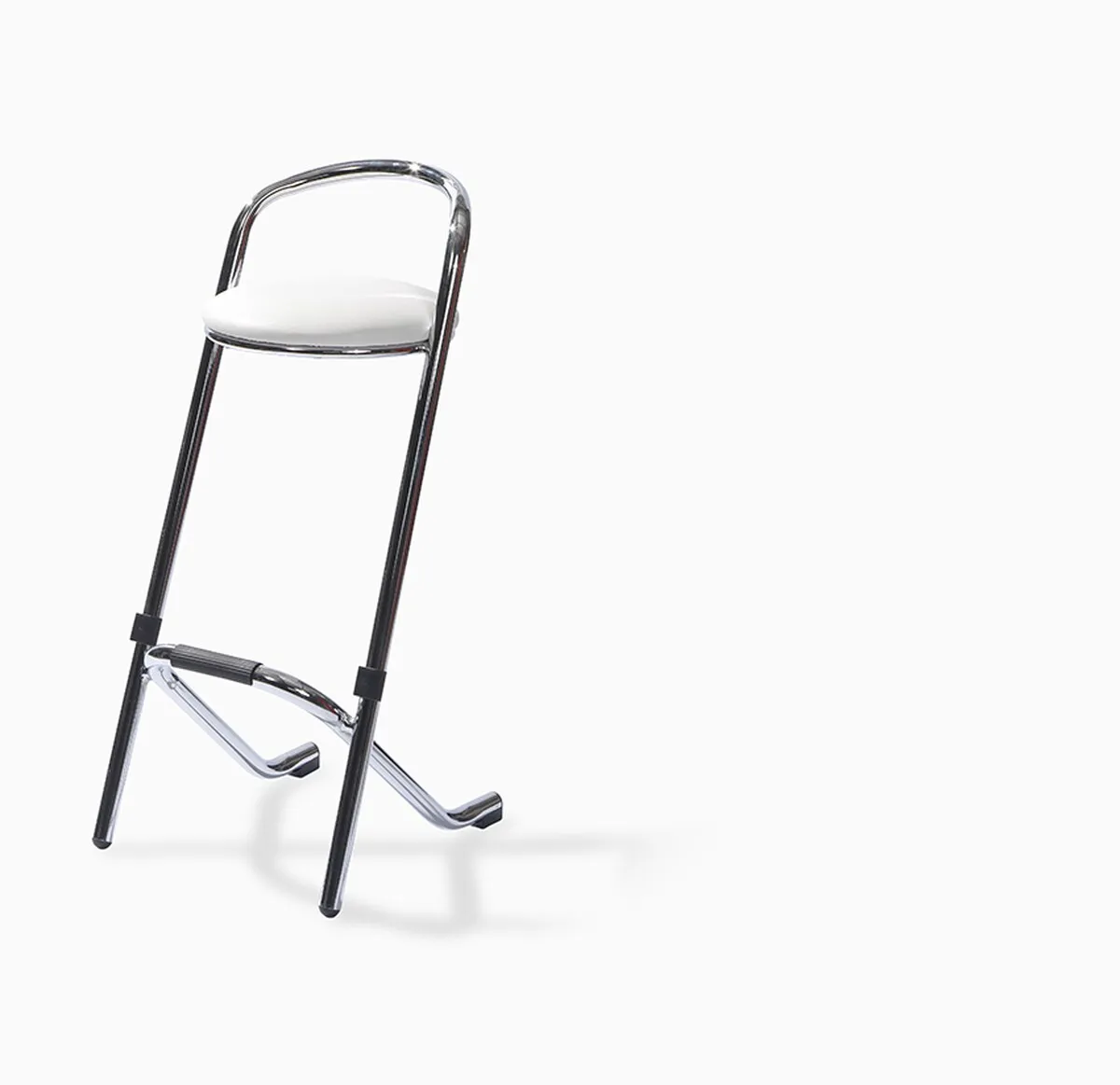 Barkruk chroom met wit leren zitting