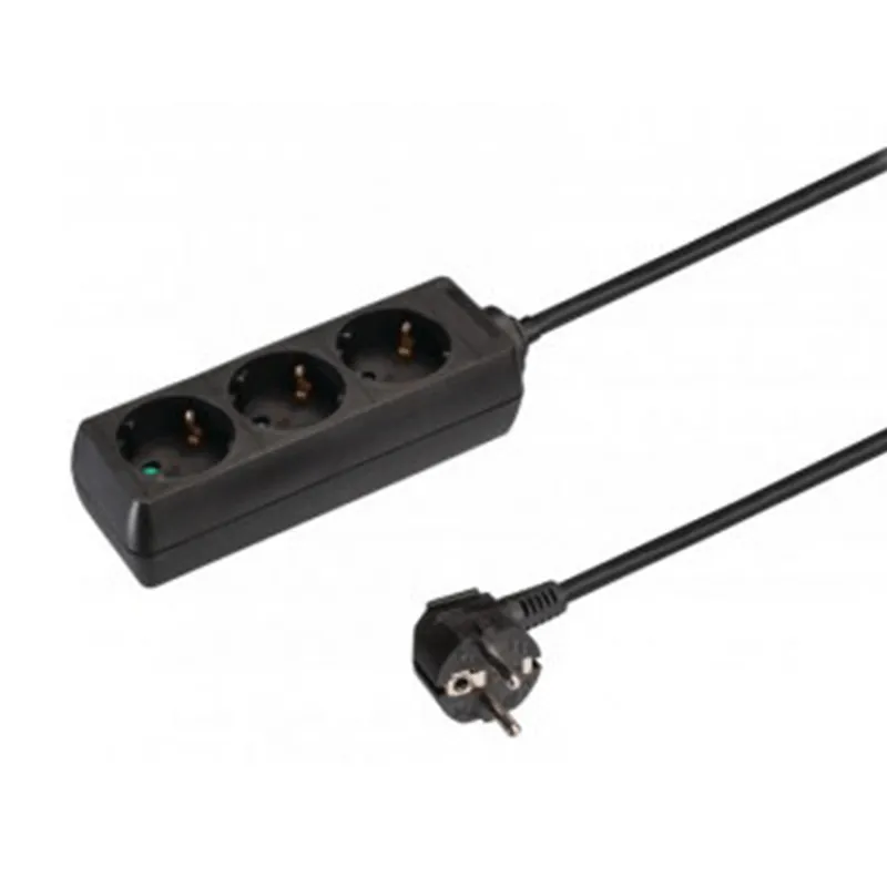 Platte stekkerdoos zwart 1,5 meter kabel