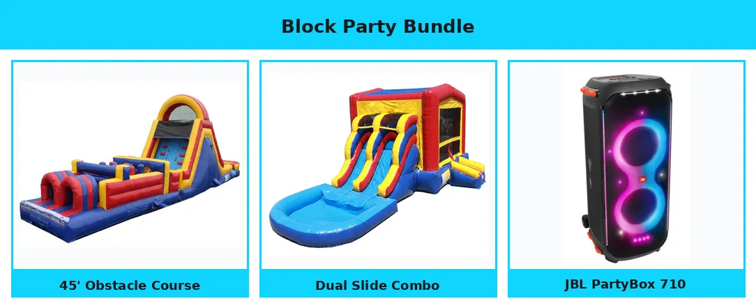 Block Party Bundle (Obstacle Course, Dual Slide Combo & JBL Speaker)