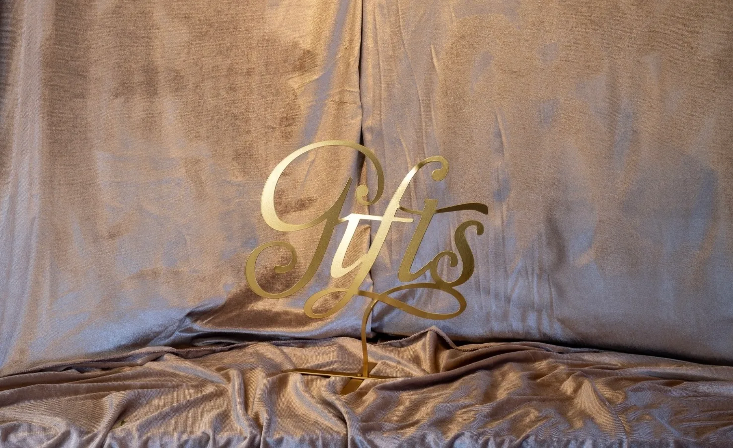 Freestanding Gold “Gifts” Sign