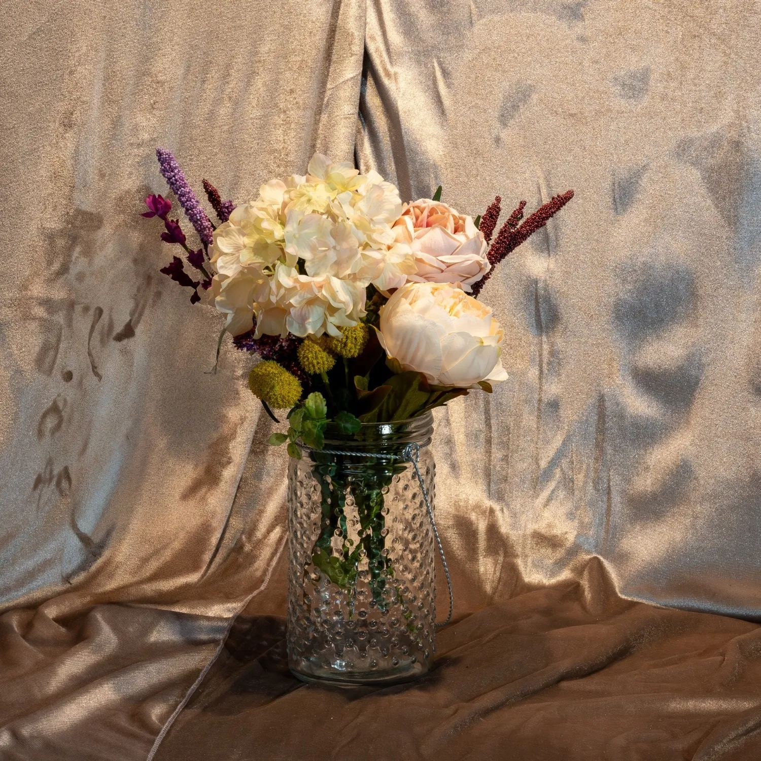 Mason Jar Vase with Metal Handle