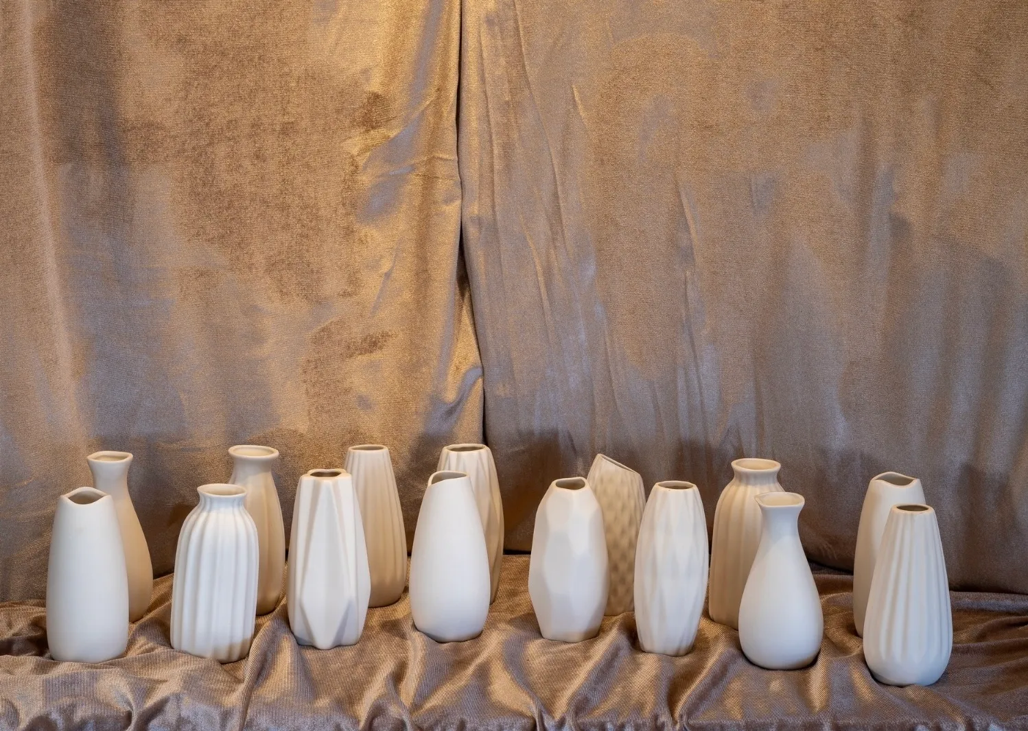 White Ceramic Bud Vase - Set of 15